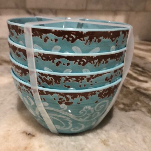 Cynthia Rowley Other - Cynthia Rowley Turquoise Medallion Snack Bowls 4pc